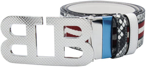 Bally Mirror B 40M Snake Skin Print Leather Belt - Krush Clothing