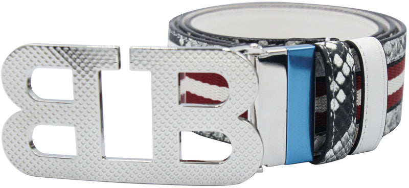 Bally Mirror B 40M Snake Skin Print Leather Belt - Krush Clothing