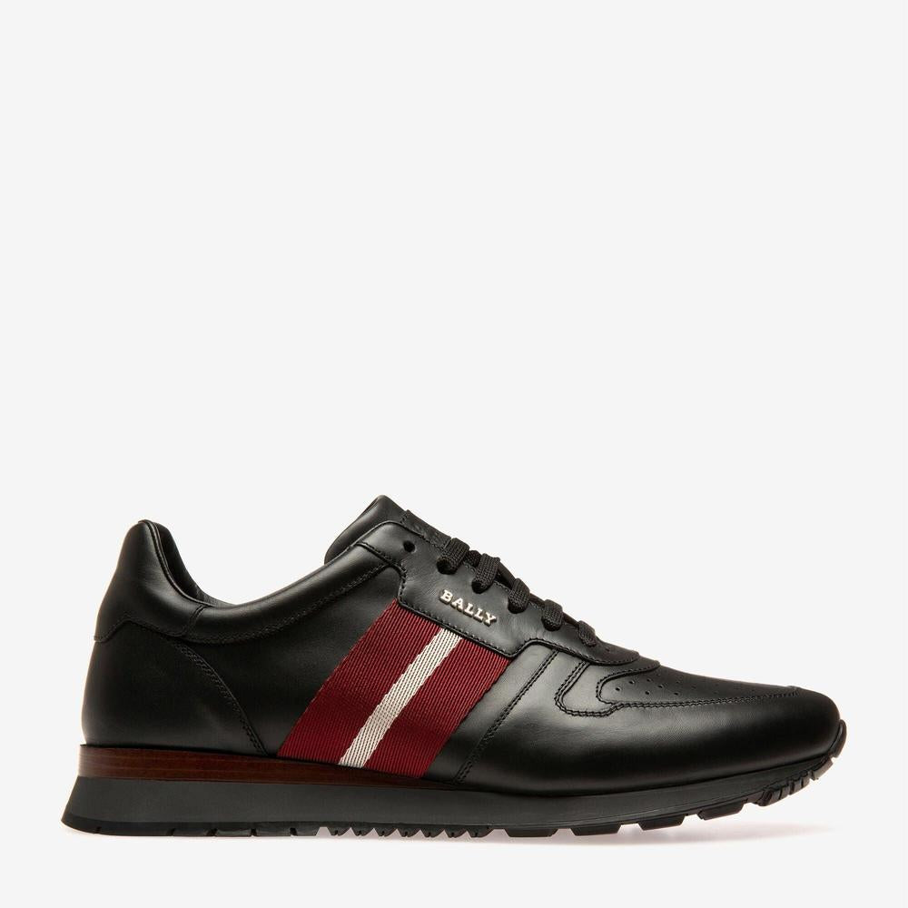 Men's Astel Plain Calf Leather Sneaker , Black - Krush Clothing