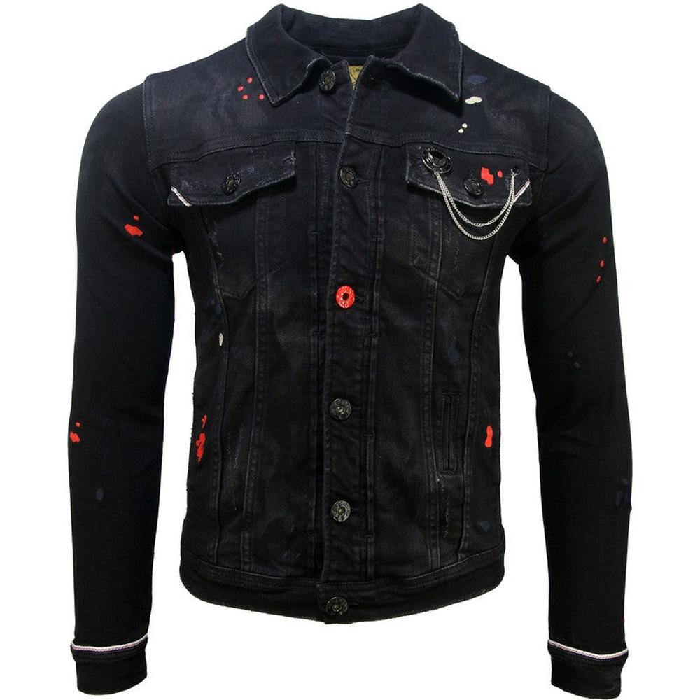 Men's Black Drip Premium Denim Jacket - Krush Clothing