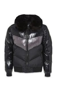 Men's Big  Sugar Hill Puffer Jacket, Triple Black - Krush Clothing