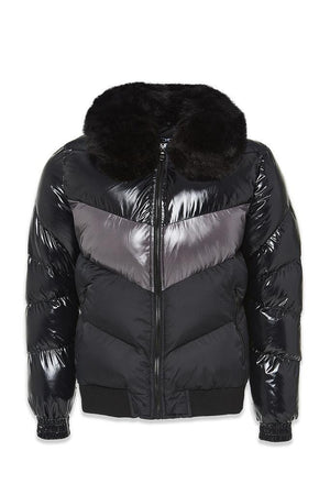 Men's Big  Sugar Hill Puffer Jacket, Triple Black - Krush Clothing