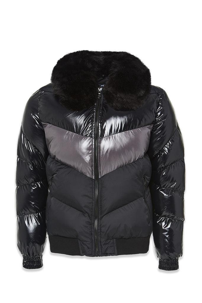 Men's Big  Sugar Hill Puffer Jacket, Triple Black - Krush Clothing