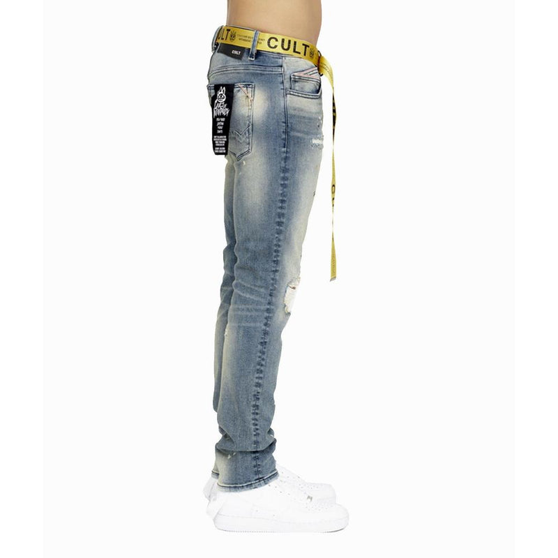 Men's 'Nimbus' Rocker Slim Belted Stretch Jeans - Krush Clothing