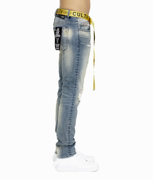 Men's 'Nimbus' Rocker Slim Belted Stretch Jeans - Krush Clothing