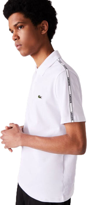 Men's Lacoste Regular Fit Branded Bands Stretch Cotton Polo Shirt - Krush Clothing