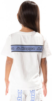 Kid's Logo Tape Erco T-shirt, White/Blue/Black - Krush Clothing