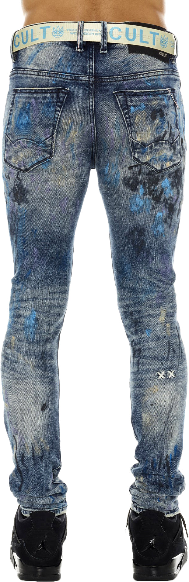 Men's "Abstract" Punk Super Skinny Stretch Jeans - Krush Clothing