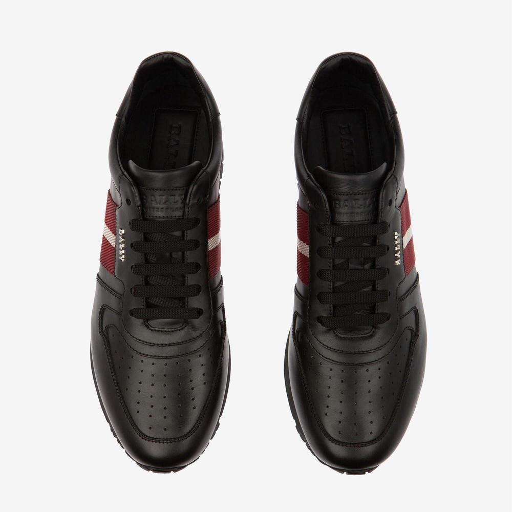 Men's Astel Plain Calf Leather Sneaker , Black - Krush Clothing