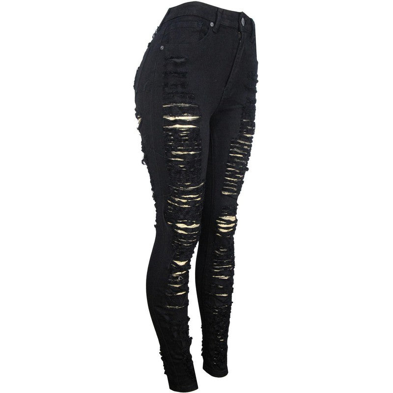 Women's High waist All over Ripped Ski - Krush Clothing