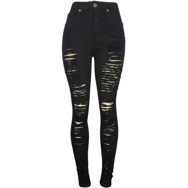 Women's High waist All over Ripped Ski - Krush Clothing