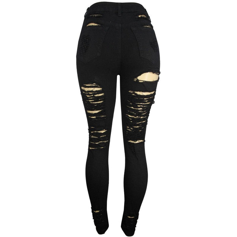 Women's High waist All over Ripped Ski - Krush Clothing
