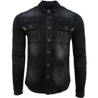 Black Oil Denim Button-Up - Krush Clothing