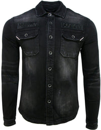 Black Oil Denim Button-Up - Krush Clothing