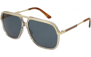 Rectangular-Frame Metal Sunglasses Sun Brown/Gold/Blue - Krush Clothing