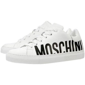 Women's Moschino Couture Leather Sneakers With Logo White 7/37 - Krush Clothing