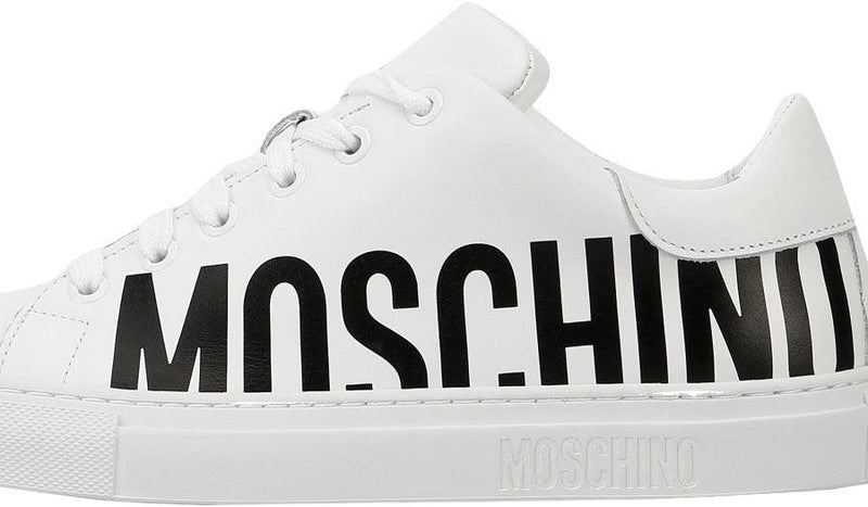 Women's Moschino Couture Leather Sneakers With Logo White 7/37 - Krush Clothing