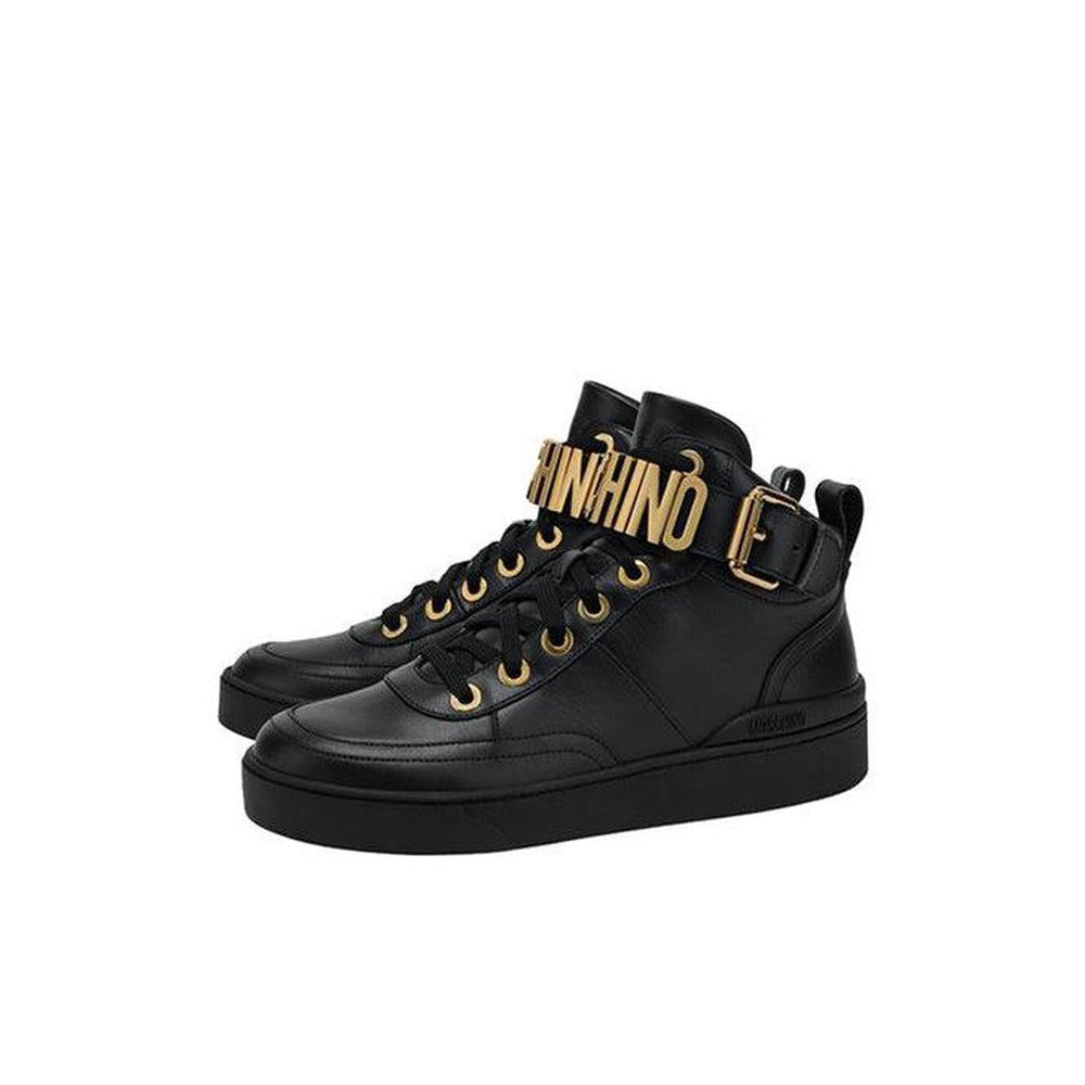 Men's Lettering Logo Calfskin High-Sneakers - Krush Clothing