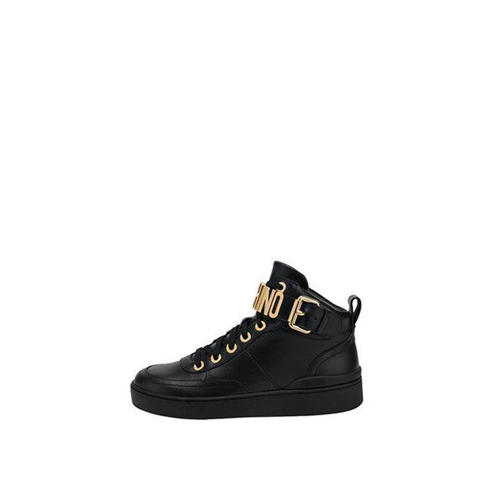 Men's Lettering Logo Calfskin High-Sneakers - Krush Clothing