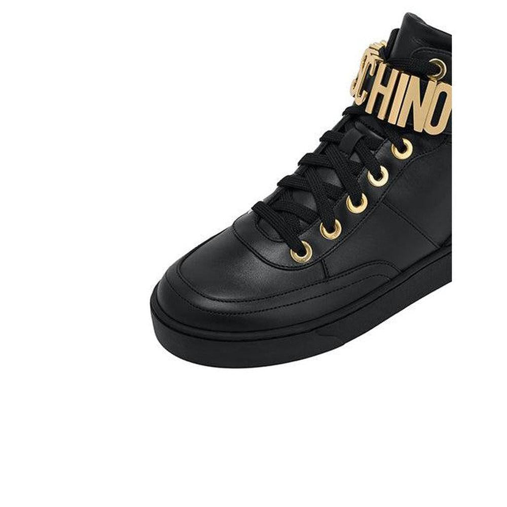 Men's Lettering Logo Calfskin High-Sneakers - Krush Clothing