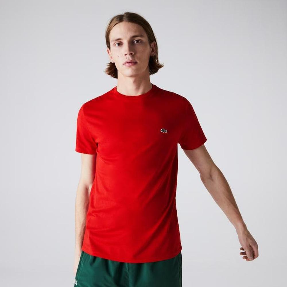 Men's Crew Neck Pima Cotton T-Shirt, Red - Krush Clothing