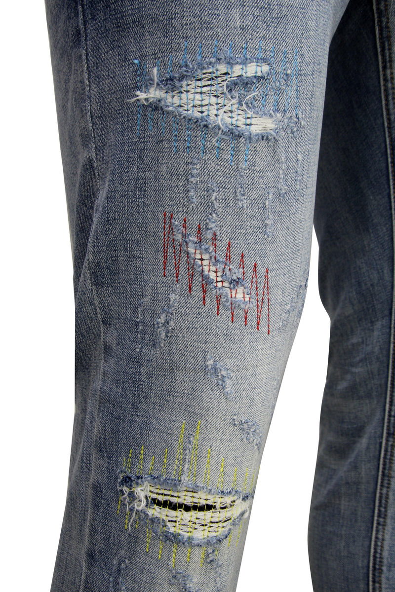 Men's Stitch Work Skinny Jean - Krush Clothing