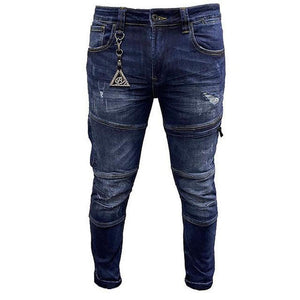 Men's Blue Flame 3D Skinny Jeans - Krush Clothing