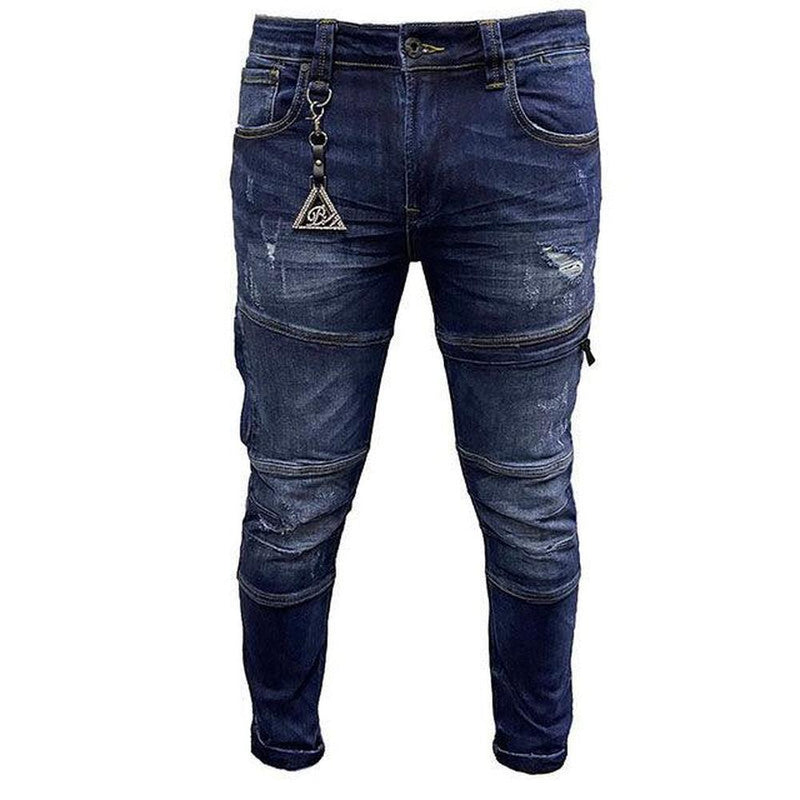 Men's Blue Flame 3D Skinny Jeans - Krush Clothing
