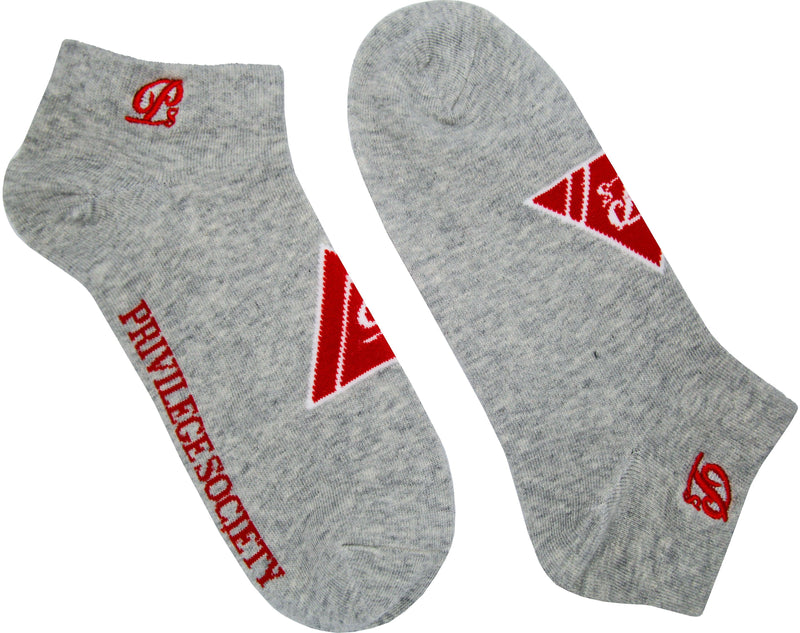 PS Triangle Socks 2 Pack, Grey / Red - Krush Clothing