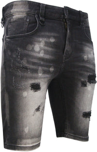 Men's Black Powder Denim Shorts - Krush Clothing