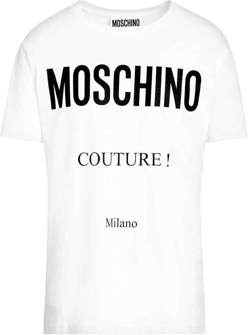 Men's Moschino Couture Slim-Fit Crew Tee, White - Krush Clothing