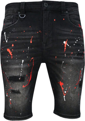 Men's Optic Black Denim Shorts - Krush Clothing