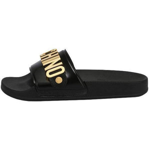 Moschino Couture Pool Slides In Pvc Lettering Logo - Krush Clothing