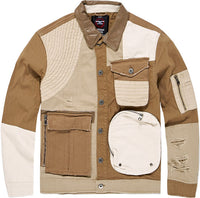 Men's Amarillo Herringbone Trucker Jacket, Desert - Krush Clothing