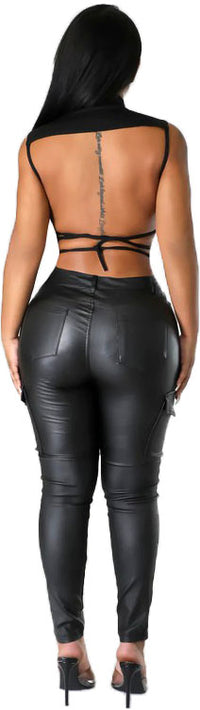 Women's Faux Leather Cargo Skinny Pants - Krush Clothing