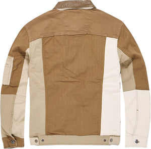 Men's Amarillo Herringbone Trucker Jacket, Desert - Krush Clothing