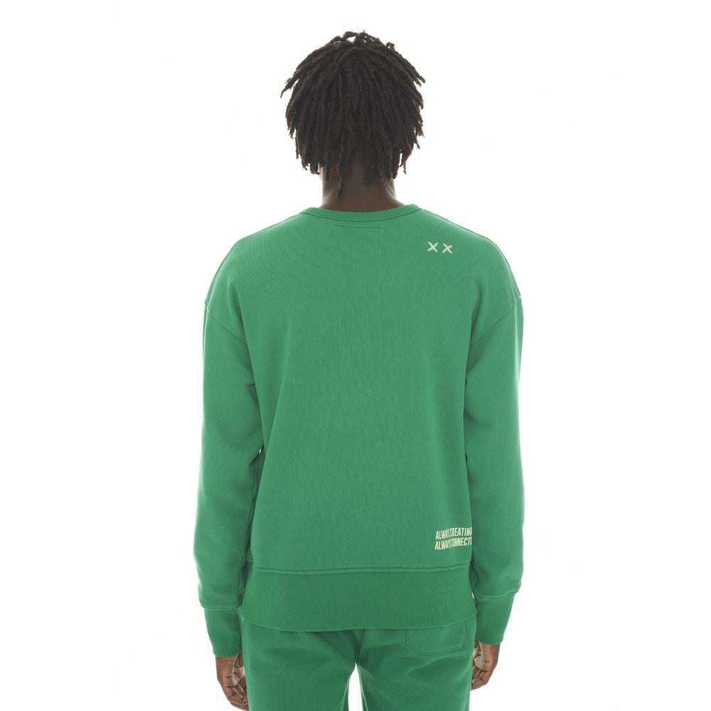 Men's Fleece Crew Neck Sweater, Kelly Green - Krush Clothing