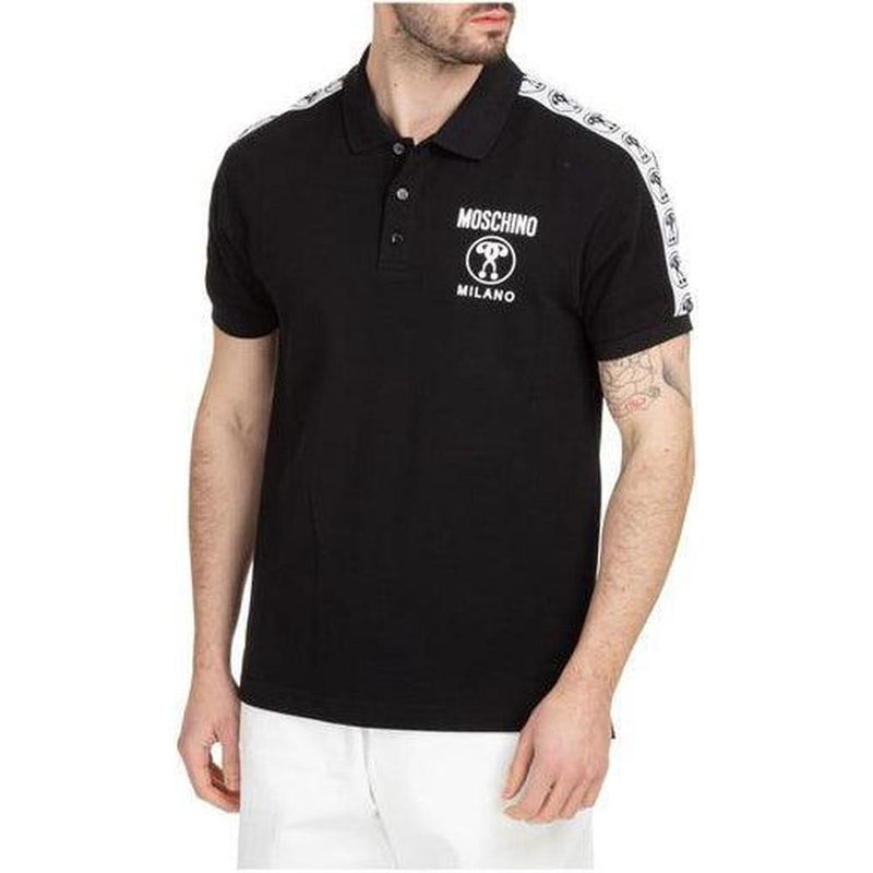 Men's Moschino Double Question Mark Piquet Polo, Black - Krush Clothing
