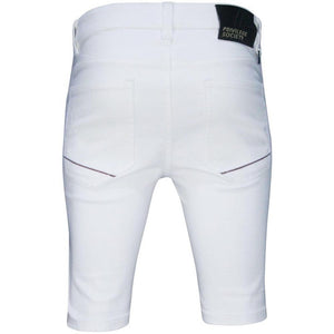 Men's White Fire Denim Shorts PS2020S-103 - Krush Clothing