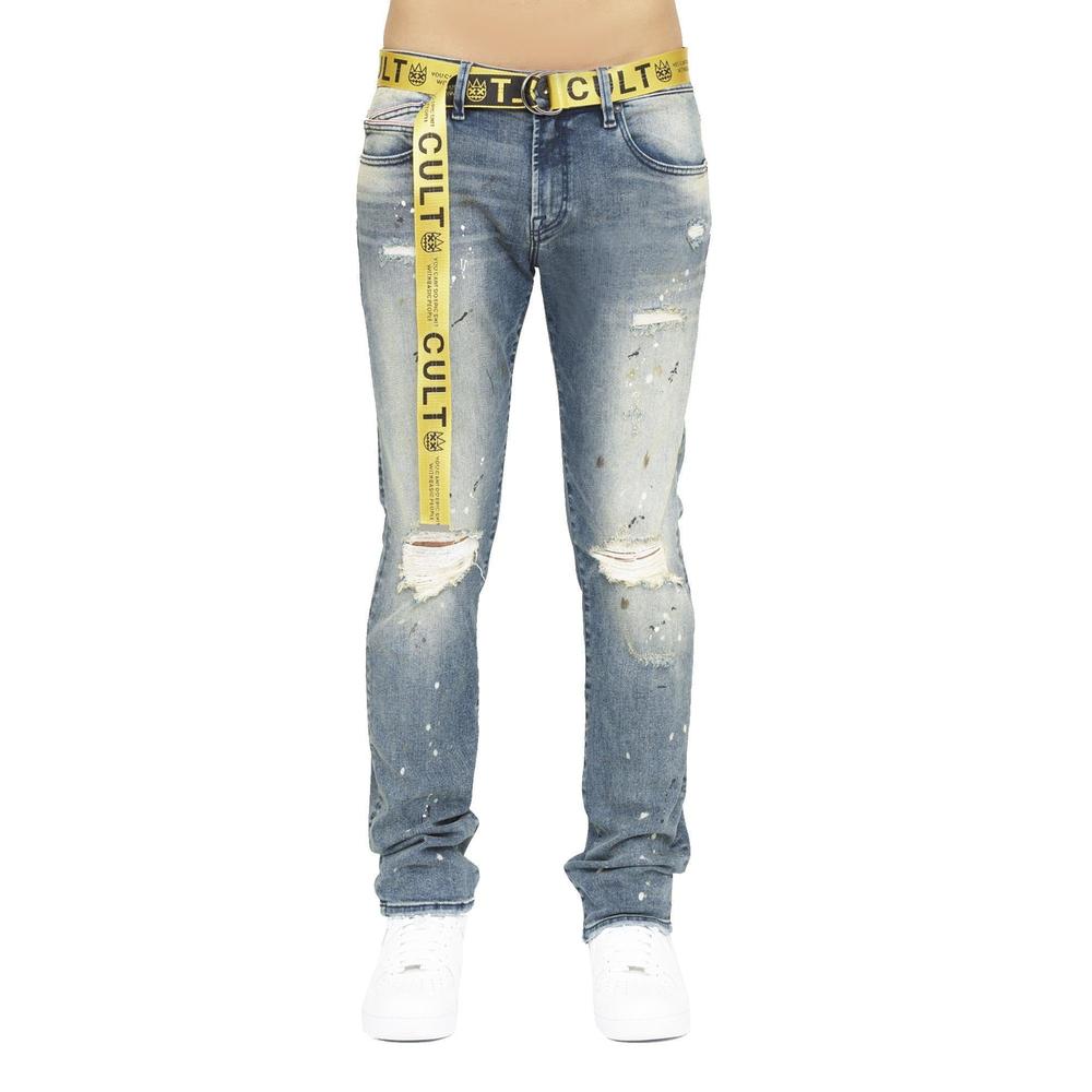 Men's 'Nimbus' Rocker Slim Belted Stretch Jeans - Krush Clothing