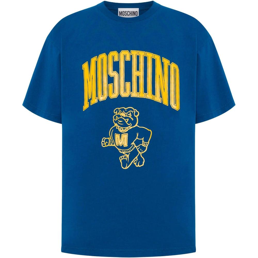 Men's Moschino Varsity Cotton Jersey T-Shirt, Cobalt Blue - Krush Clothing